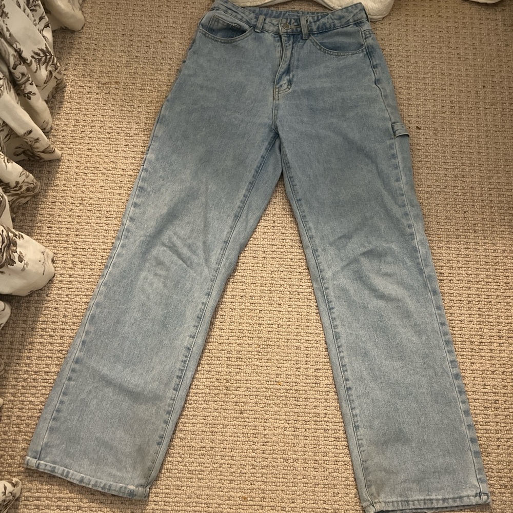 SHEIN Blue Straight Leg Jeans Classic Style